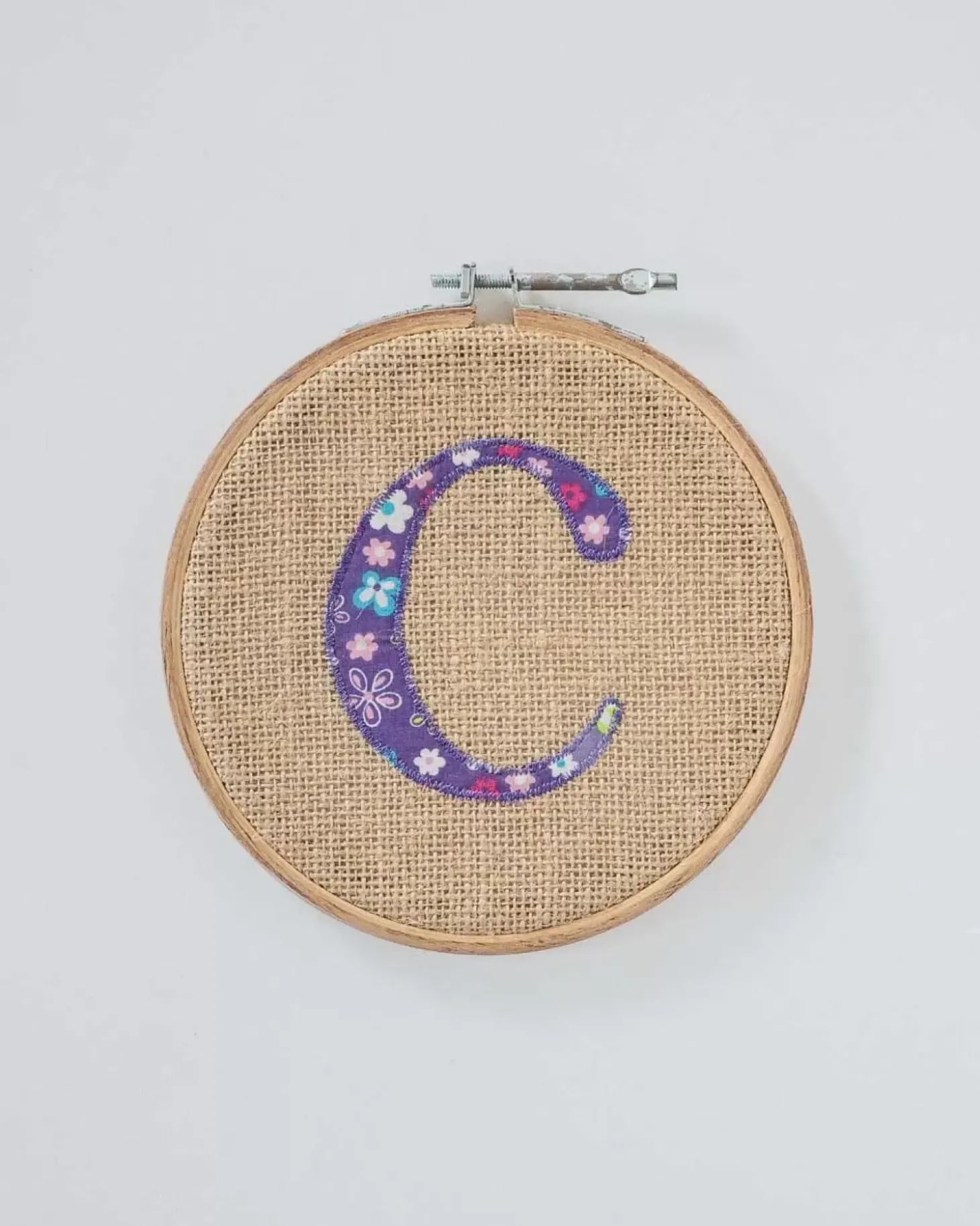Alphabet Embroidery Hoop Wall Hanging