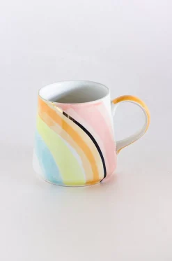 Beige - Coral Splash Handpainted Ceramic Mug