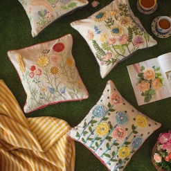 Chrysanthemum Embroidered Cushion Cover