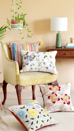 Chrysanthemum Embroidered Cushion Cover