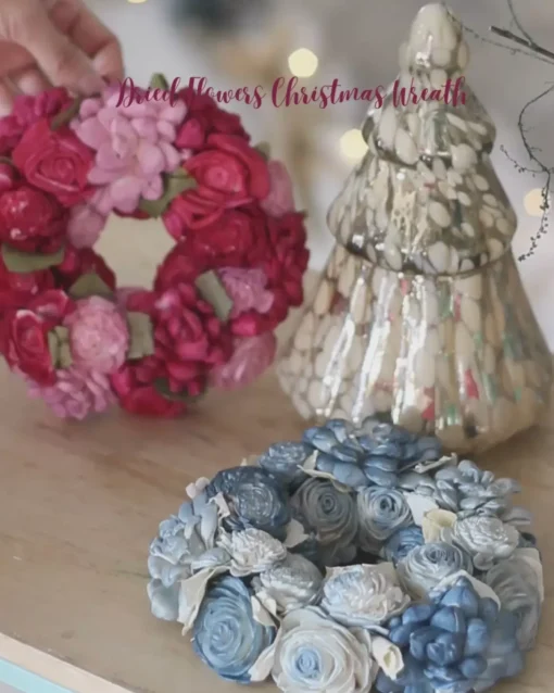 Dried Flowers Christmas Wreath - Plum