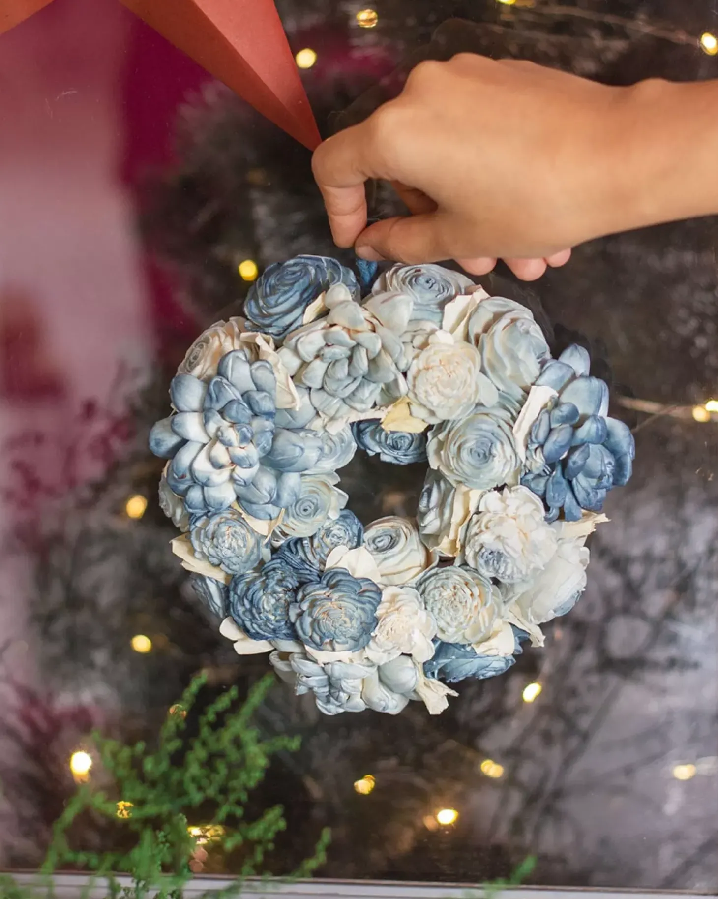 Dried Flowers Christmas Wreath - Blue