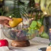 Fiesta Serving Glass Bowl With Wooden Base