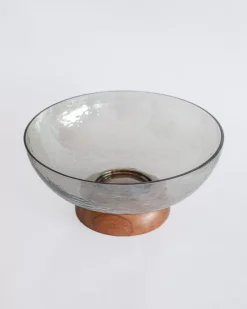 Fiesta Serving Glass Bowl With Wooden Base