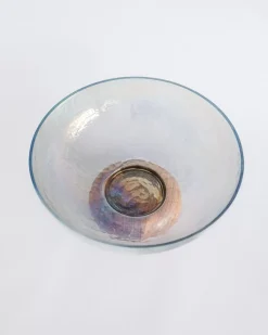 Fiesta Serving Glass Bowl With Wooden Base