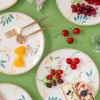 Floral Lace Handpainted Dinner Plates- Set Of 6 - 8 Inches