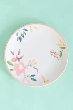 Floral Lace Handpainted Dinner Plates- Set Of 6 - 8 Inches