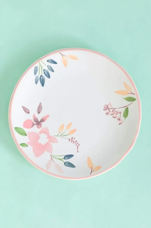 Floral Lace Handpainted Dinner Plates- Set Of 6 - 8 Inches