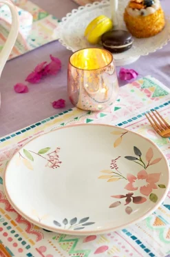 Floral Lace Handpainted Dinner Plates- Set Of 6 - 8 Inches