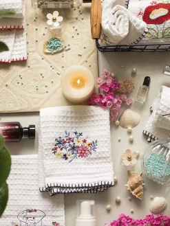 Floral Waffle Hand Towel