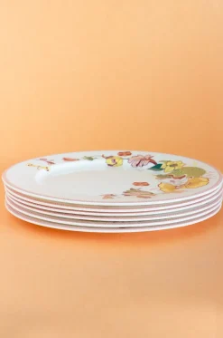 Garden Of Eden Fine China Ceramic Dinner Plates - Set Of 6