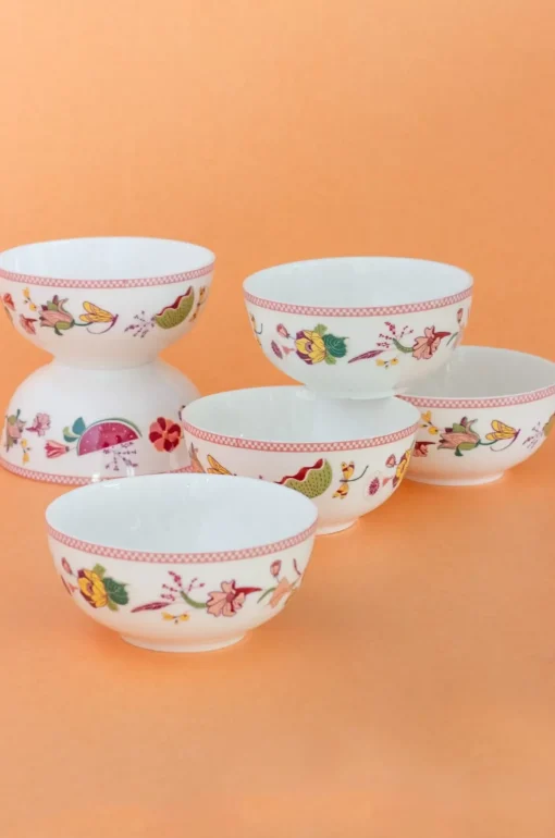 Garden Of Eden Fine China Ceramic Small Katori Bowls - Set Of 6