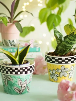 Gingham Planter -Jade