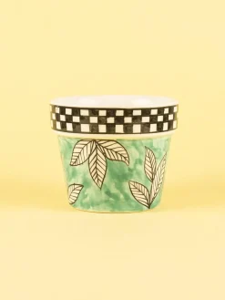Gingham Planter -Jade