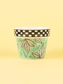 Gingham Planter -Jade