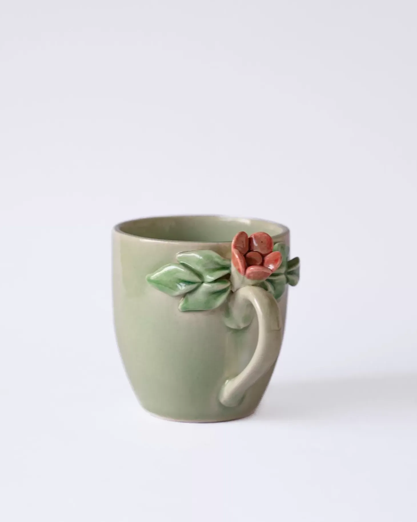 Handcrafted Petals Ceramic Mugs - Set Of 2