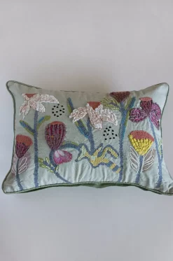 Iris Embroidered Cushion Cover
