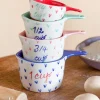 Little Hearts Measuring Cups -Set Of 4 - Handpainted Stoneware