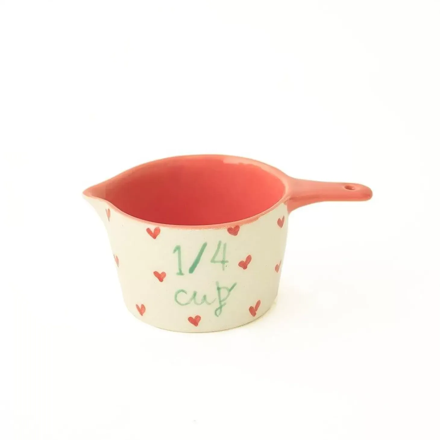 Little Hearts Measuring Cups -Set Of 4 - Handpainted Stoneware