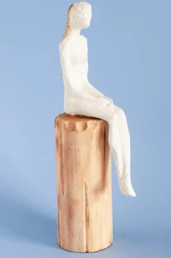 Lost In Thought Lady Wooden Decorative Accent