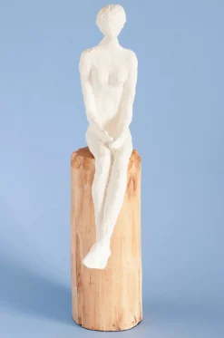 Lost In Thought Lady Wooden Decorative Accent