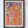 Modern Stag Sketch With Wooden Framing