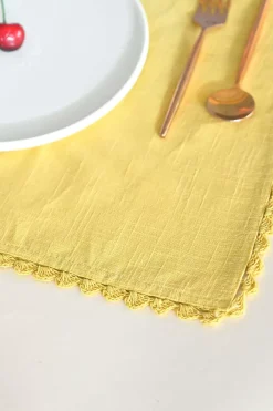 Mustard Hand Crochet Placemats - Set Of 6