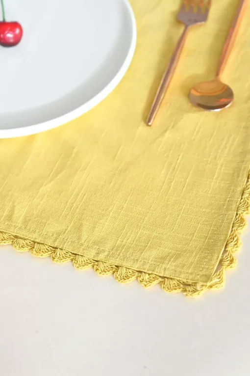 Mustard Hand Crochet Placemats - Set Of 6