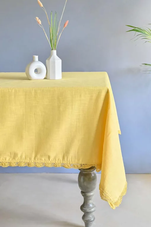 Mustard Hand Crochet Table Cloth -4/6/8 Seater