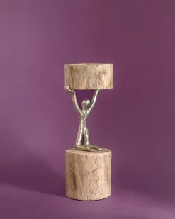 Orion- Wood Men Candle Stand - Medium