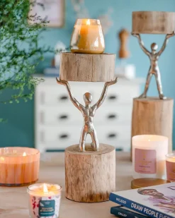 Orion- Wood Men Candle Stand - Medium