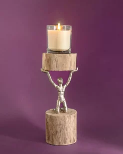 Orion- Wood Men Candle Stand - Medium