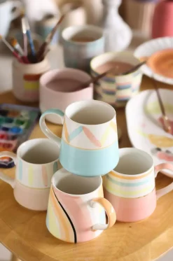 Pastel Perfection Handpainted Mugs - Set Of 4