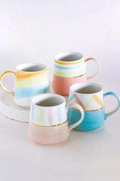 Pastel Perfection Handpainted Mugs - Set Of 4
