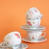 Peaches And Cream Handpainted Ceramic Teacups & Saucers - Set Of 4