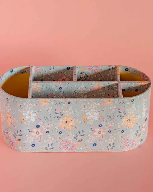 Pearlised Paper Leather 7 In 1 Desk Organiser- Garden Fog