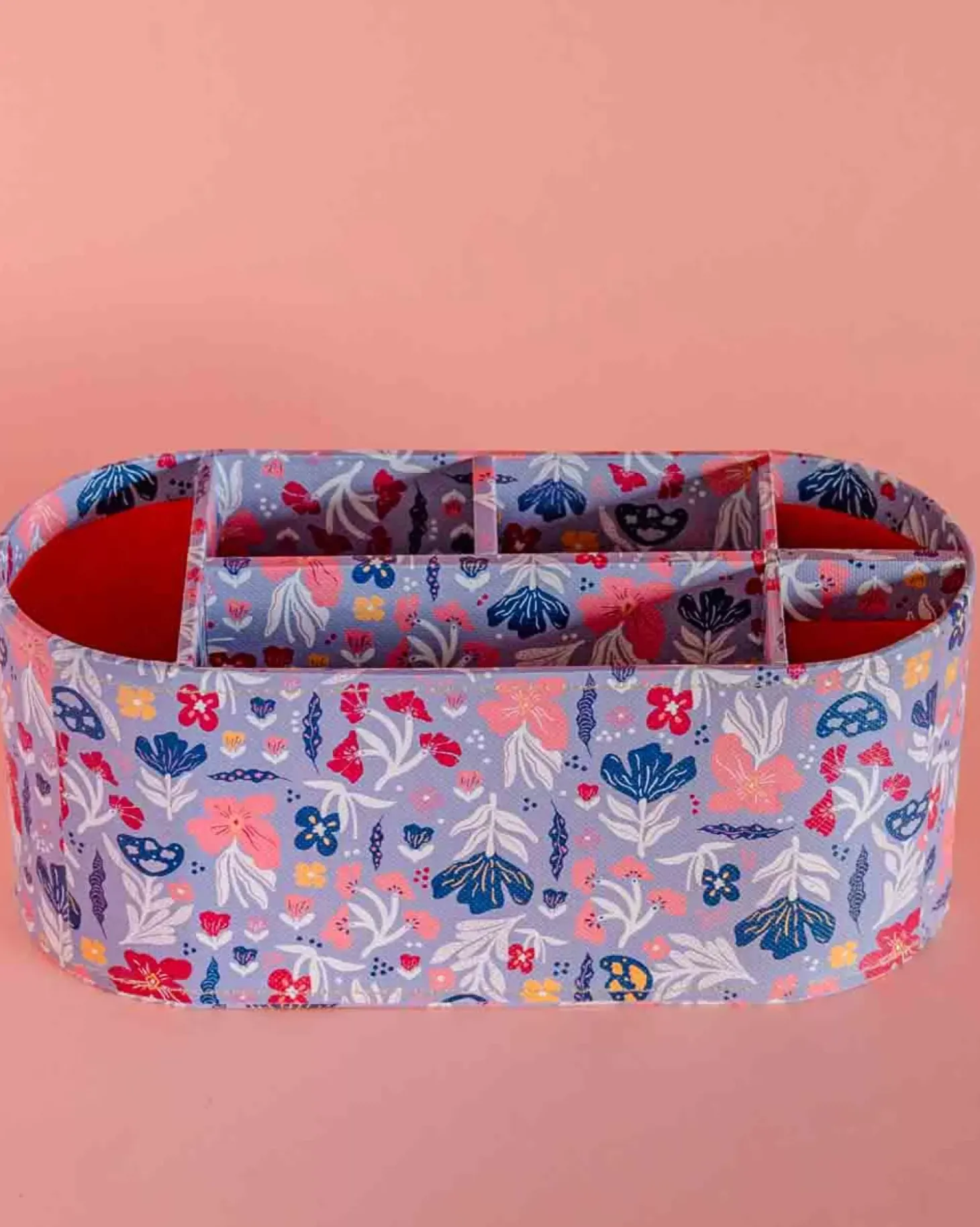 Pearlised Paper Leather 7 In 1 Desk Organiser- Blue Meadow