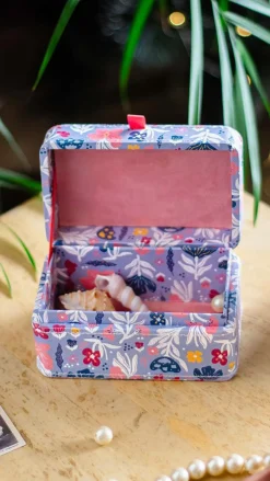 Pearlised Paper Leather Mini Memento Box- Blue Meadow