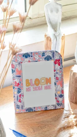 Pearlised Paper Leather Photoframe - Blue Meadow