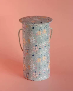 Pearlised Paper Leather Round Piggy Bank - Garden Fog