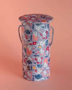 Pearlised Paper Leather Round Piggy Bank - Blue Meadow