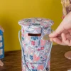 Pearlised Paper Leather Round Piggy Bank - Blue Meadow