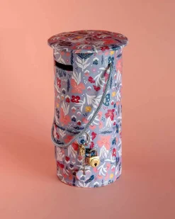 Pearlised Paper Leather Round Piggy Bank - Blue Meadow