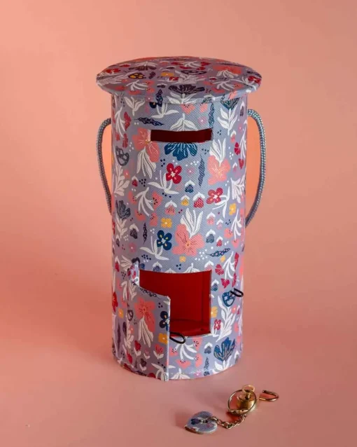 Pearlised Paper Leather Round Piggy Bank - Blue Meadow