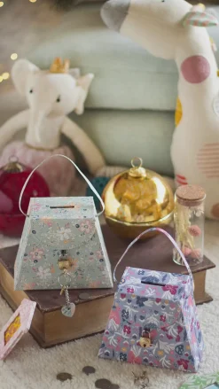 Pearlised Paper Leather Triangle Piggy Bank - Garden Fog