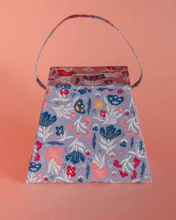 Pearlised Paper Leather Triangle Piggy Bank- Blue Meadow