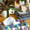 Pearlised Paper Leather Tissue Box- Kaleidoscope