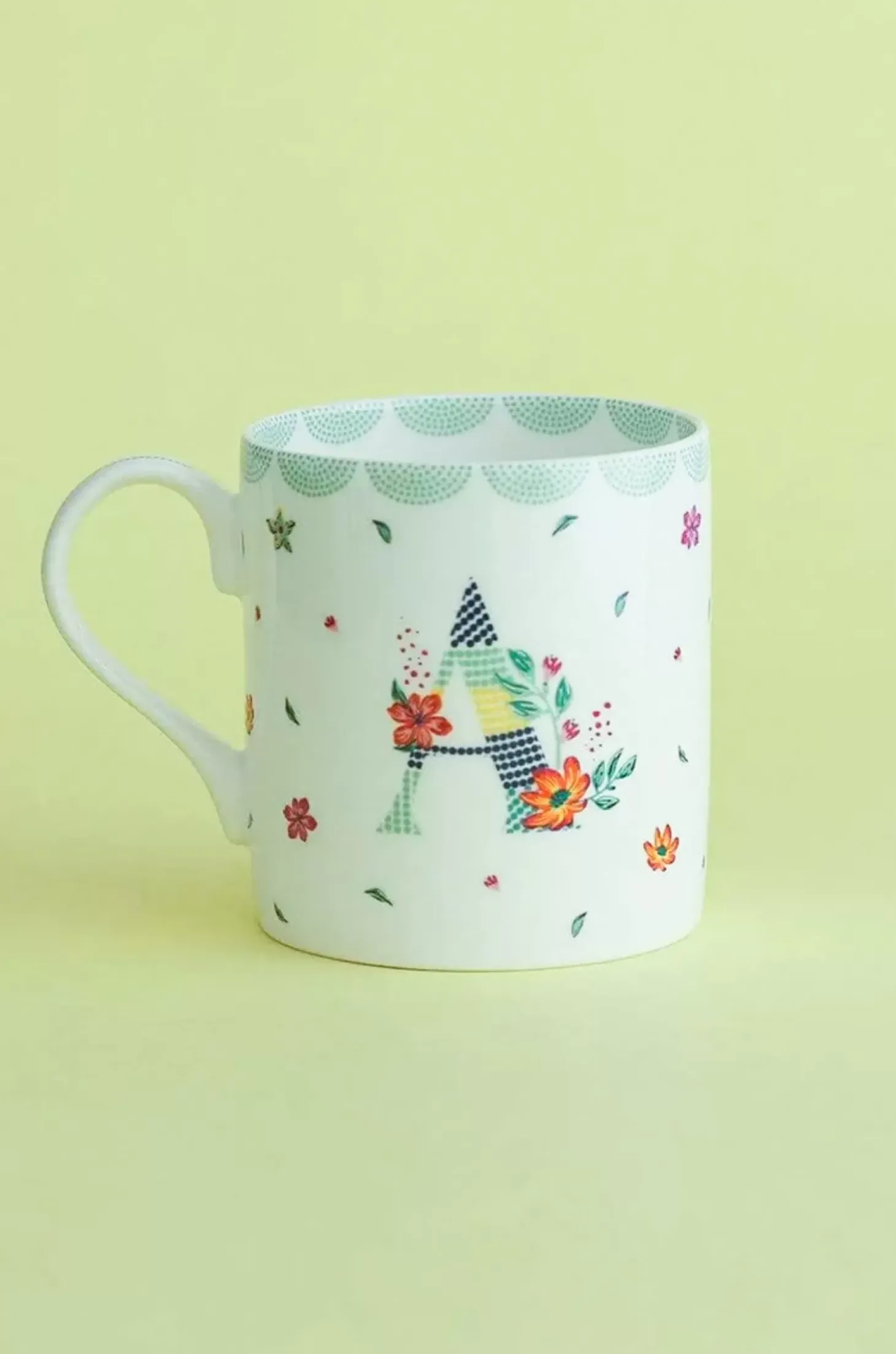 Polka Dots Monogram Mug - A To Z