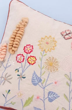 Ranunculus Embroidered Cushion Cover