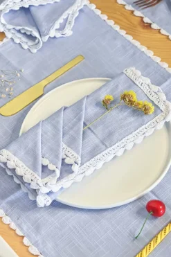 Silver Mist Hand Crochet Napkins - Set Of 6